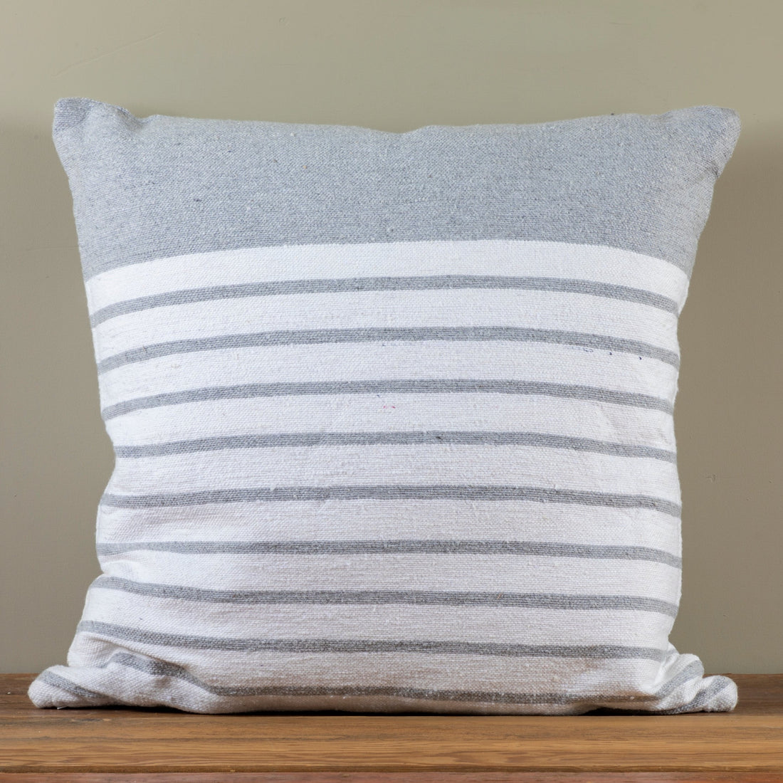 Cotton &amp; Linen Square Pillow, Sailor Stripe