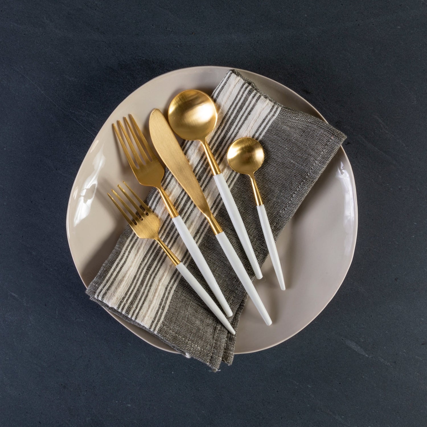 White & Gold Flatware Set – Be Home