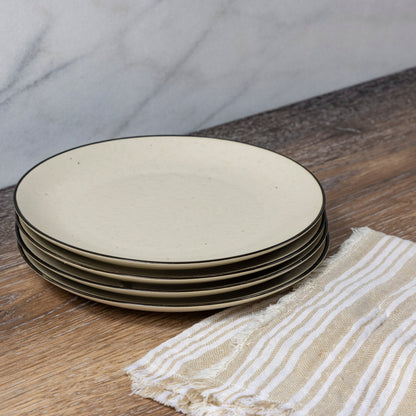 Augusta Side Plate, Natural with Black, Set of 4