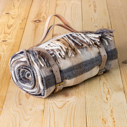 Ella Brushed Herringbone Throw Recycled Wool Waterproof Picnic