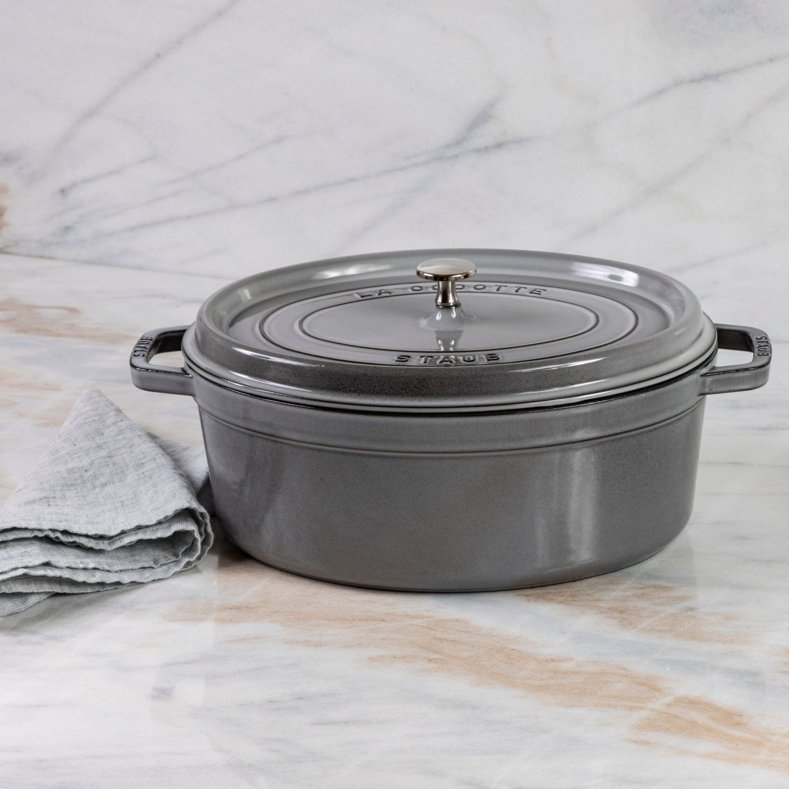 Staub Oval Cocotte, 7qt, Graphite Grey – Be Home