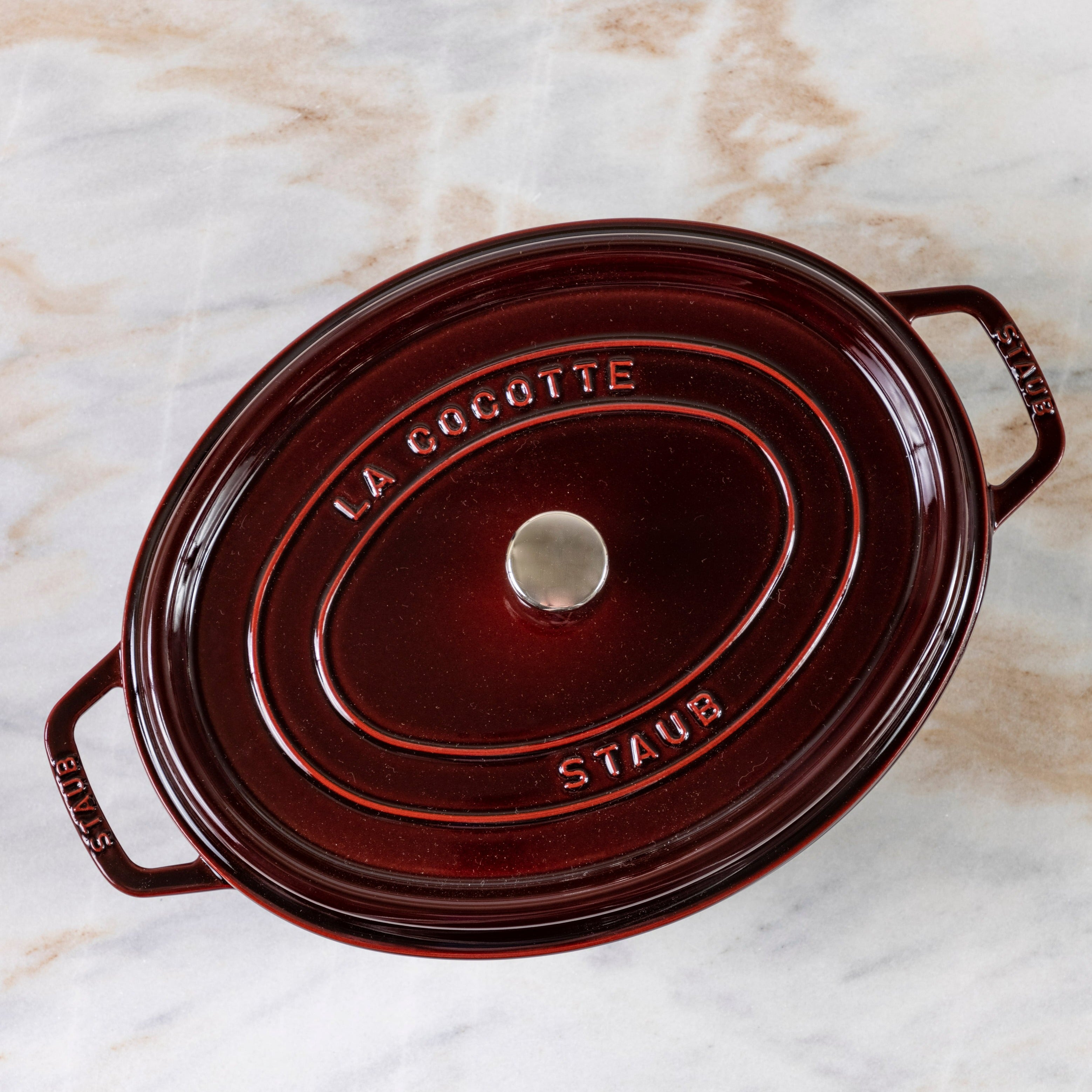 Staub Oval Dutch Oven - 7-qt Cast Iron Cocotte - Grenadine – Cutlery and  More