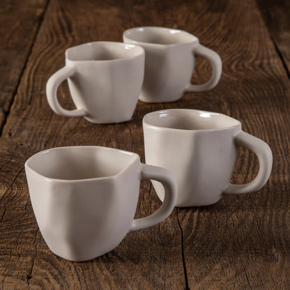 Tam Stoneware Espresso Cup, Pearl, Set of 4
