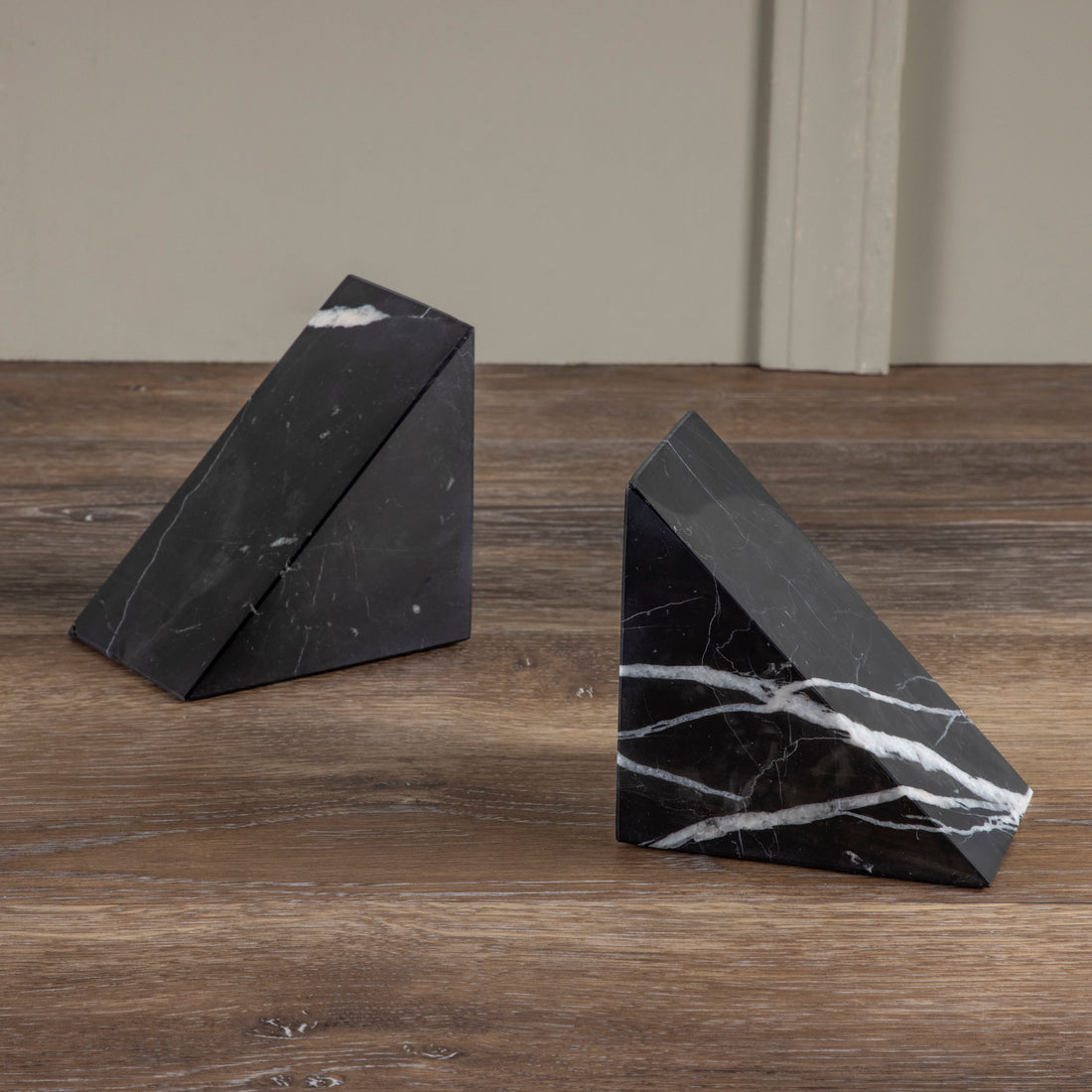 Pesa Marble Bookends, Set of 2, Black