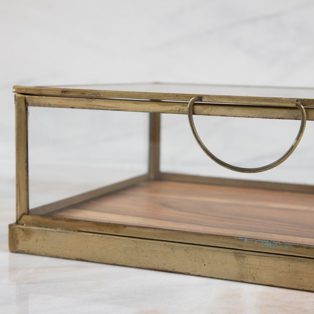 Glass Display Case with Wood Base Medium