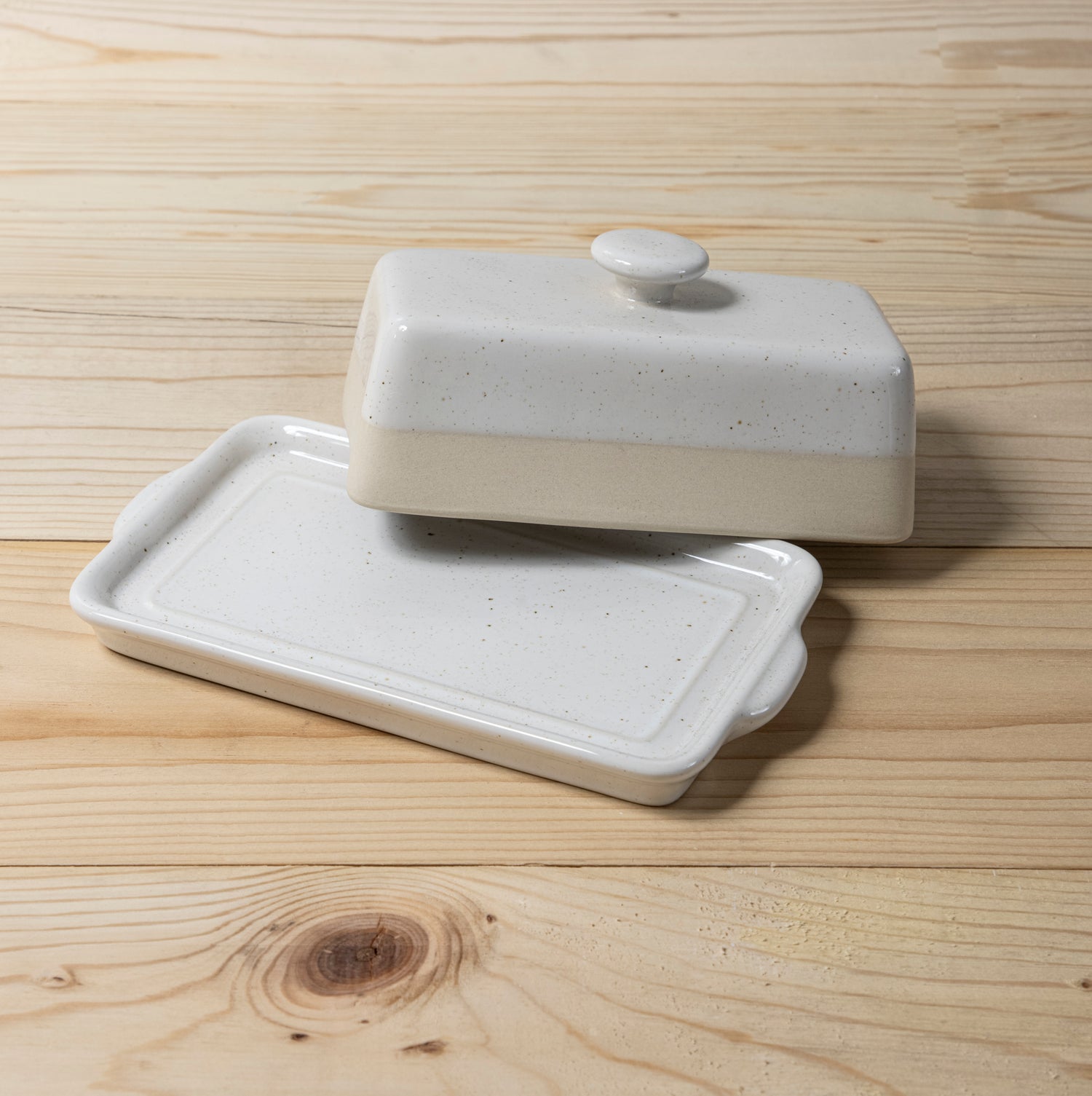 Fattoria Rectangular Butter Dish, White