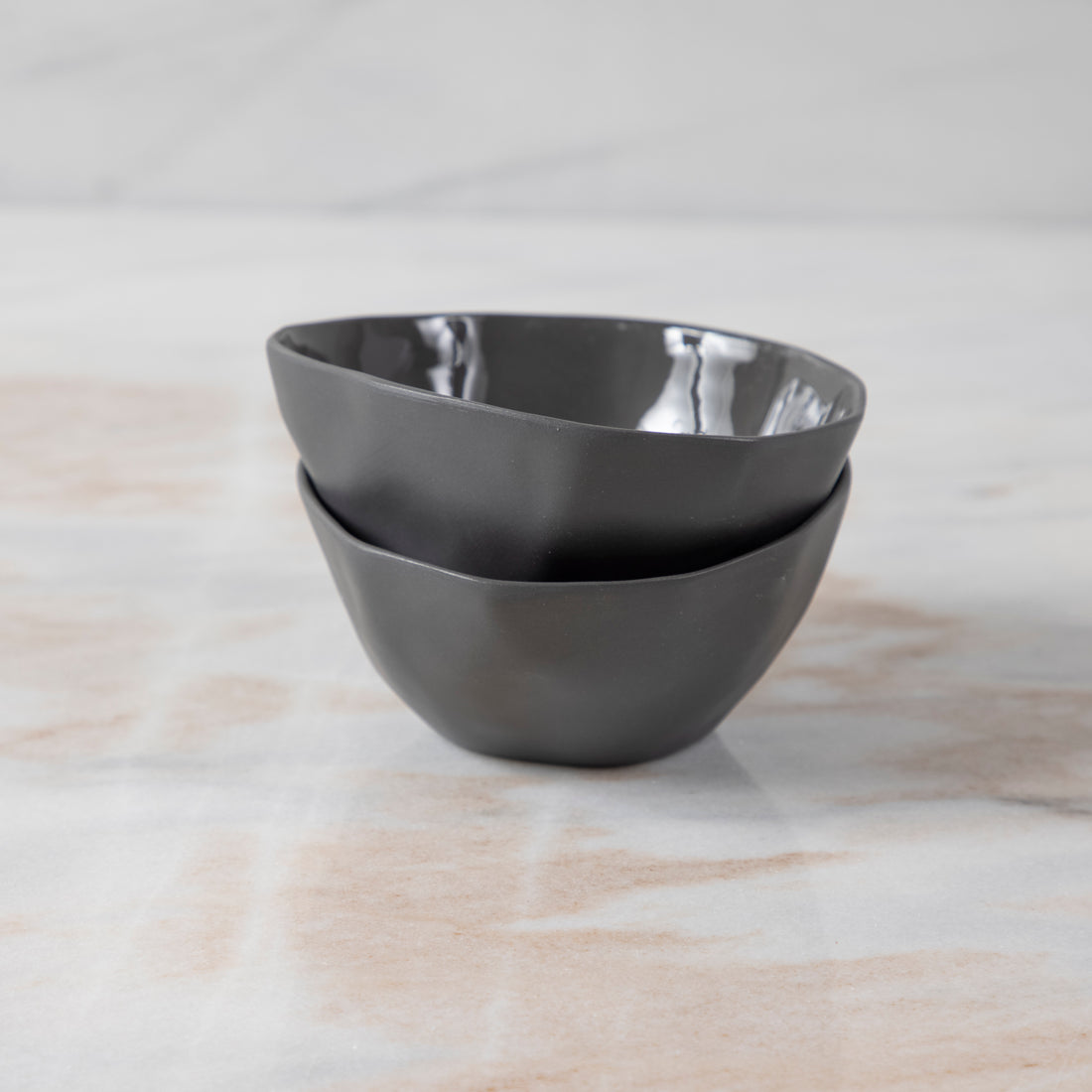 Tam Stoneware Pinch Bowl, Slate, Set of 2
