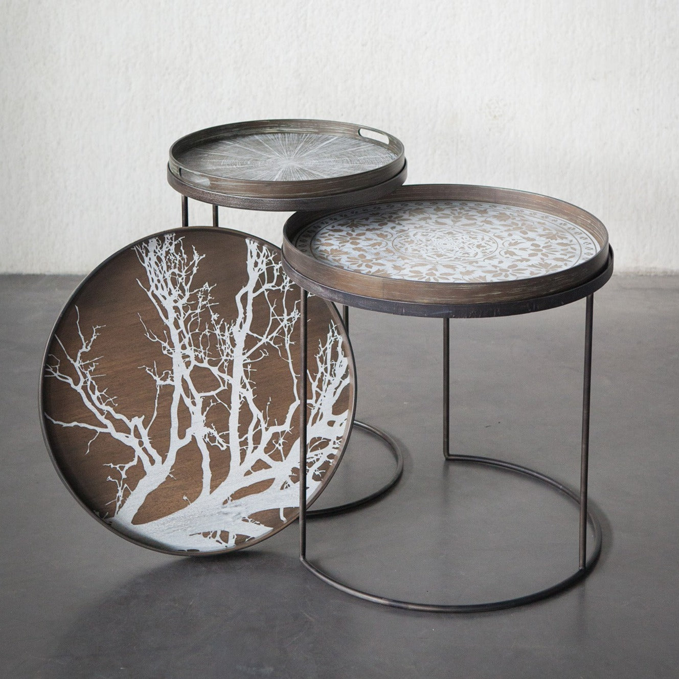 Round Tray Side Tables, Set of 2 (Trays Not Included)