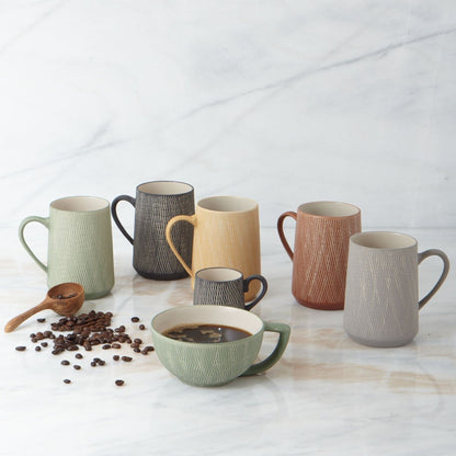 Rust Crosshatch Latte Mugs, Set of 4
