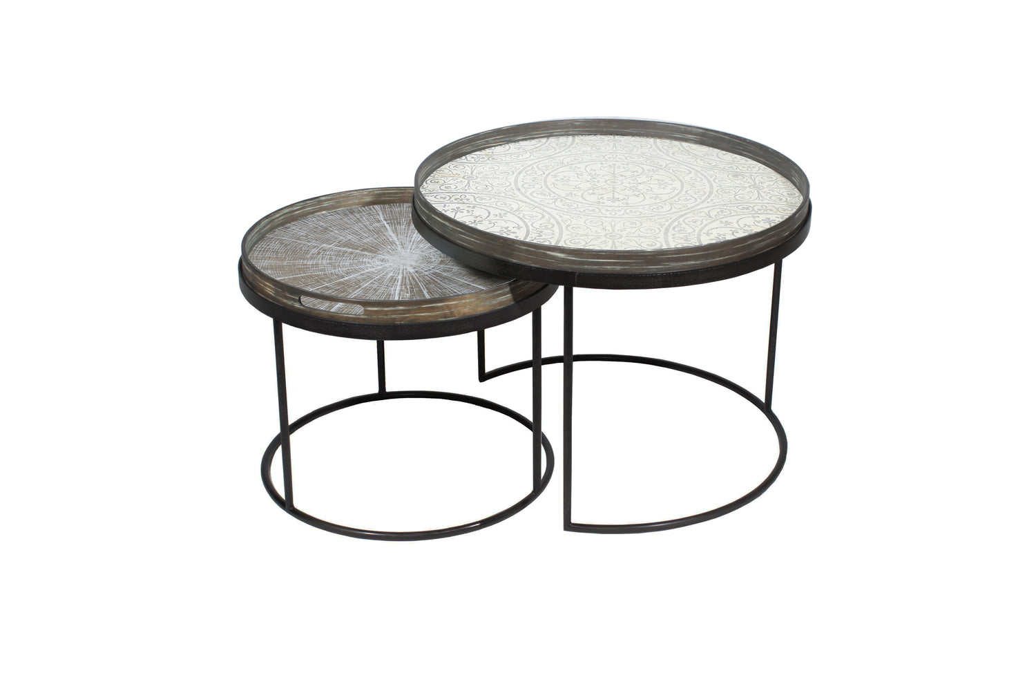 Round Tray Coffee Table Set, S &amp; L (Trays Not Included)