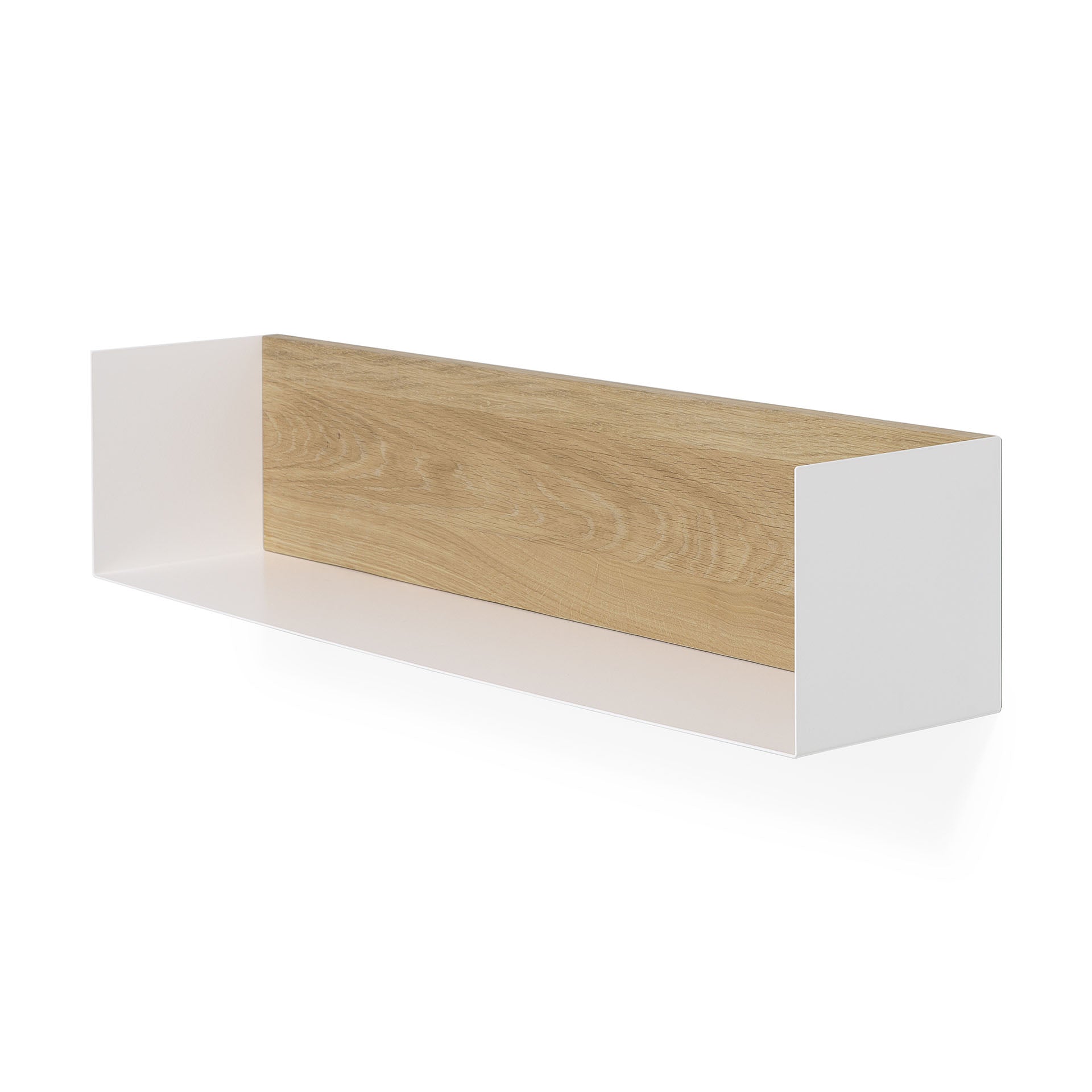 Solid Oak U Shelf with White Metal, 28&quot;