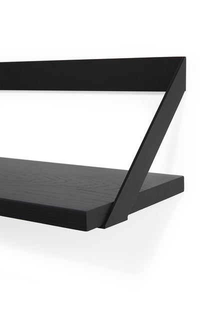 Ribbon Solid Black Oak Shelf with Black Metal, 27.5&quot;