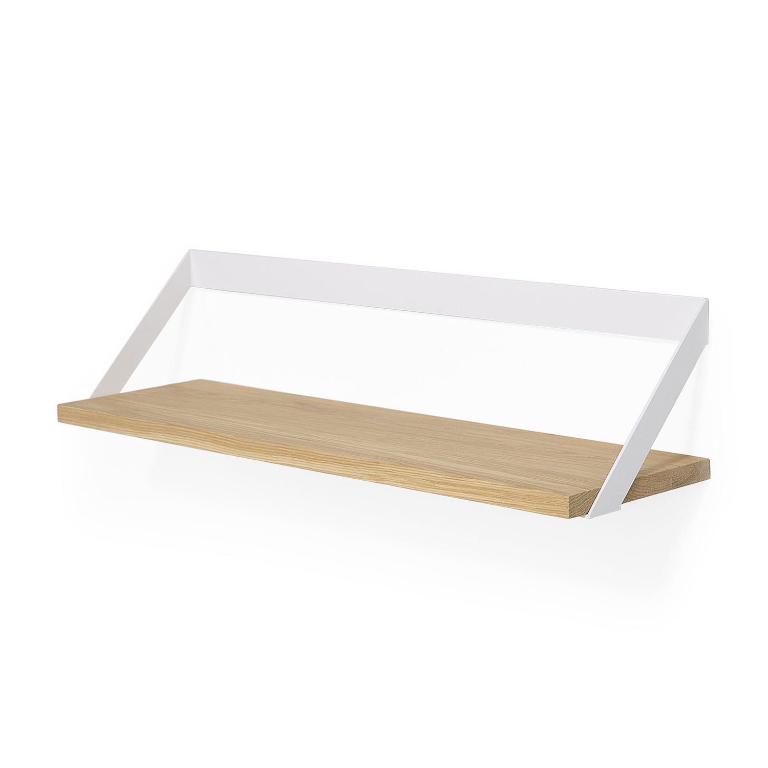 Ribbon Solid Oak Shelf with White Metal, 27.5&quot;