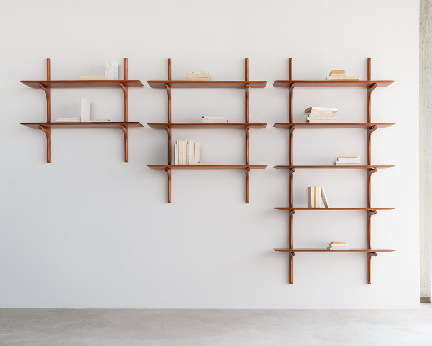 Pi Mahogany Wall Shelf, 2 Shelves