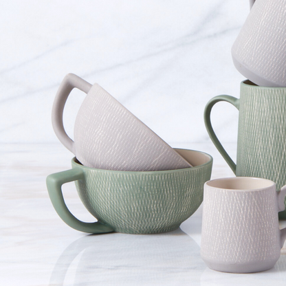 Sterling Crosshatch Latte Mugs, Set of 4