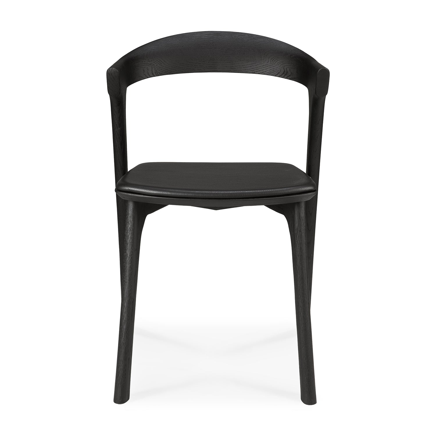 Bok Solid Black Oak Dining Chair with Black Leather Cushion