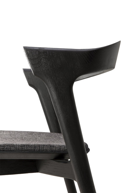 Bok Solid Black Oak Dining Chair with Grey Fabric Cushion