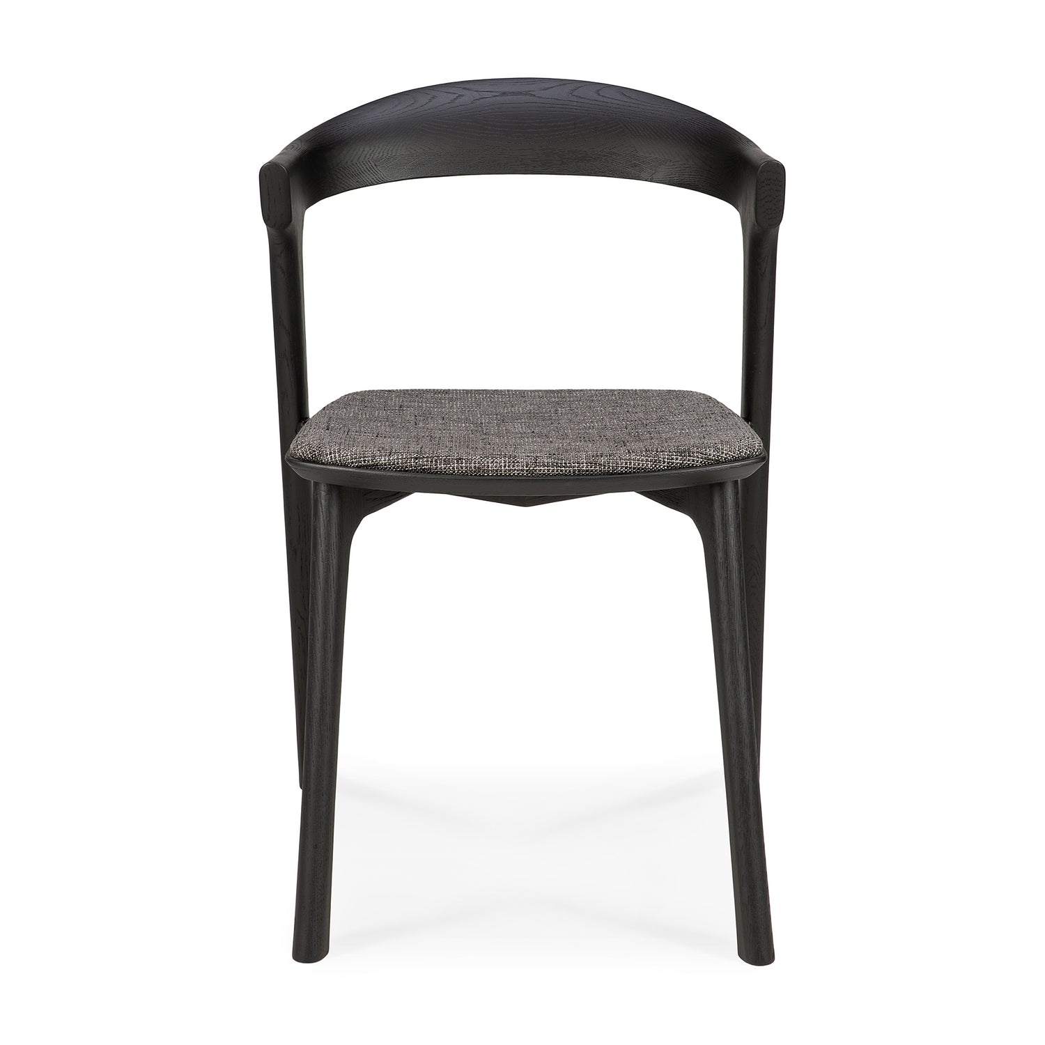 Bok Solid Black Oak Dining Chair with Grey Fabric Cushion
