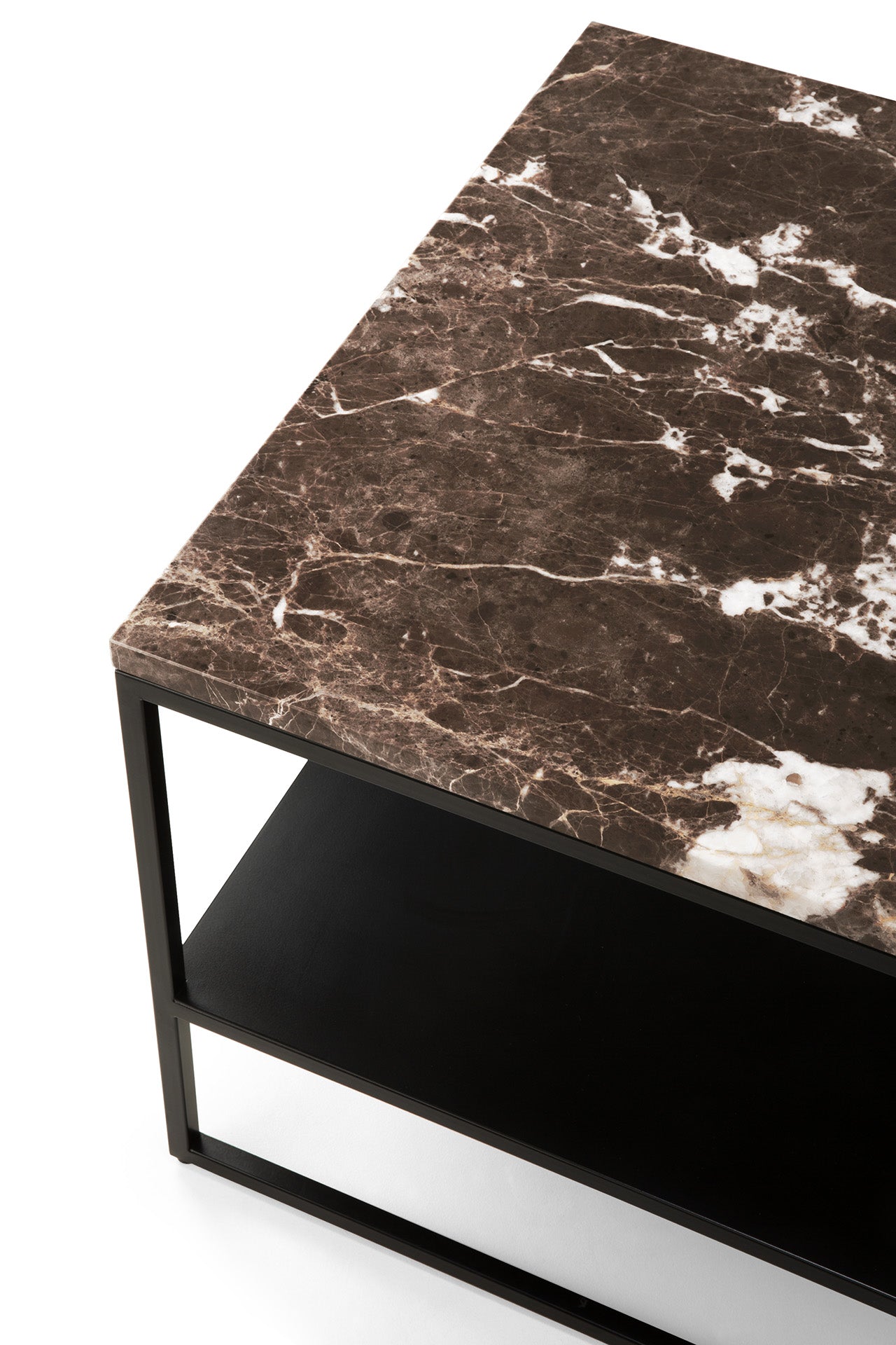Stone Side Table, Dark Emperador Marble
