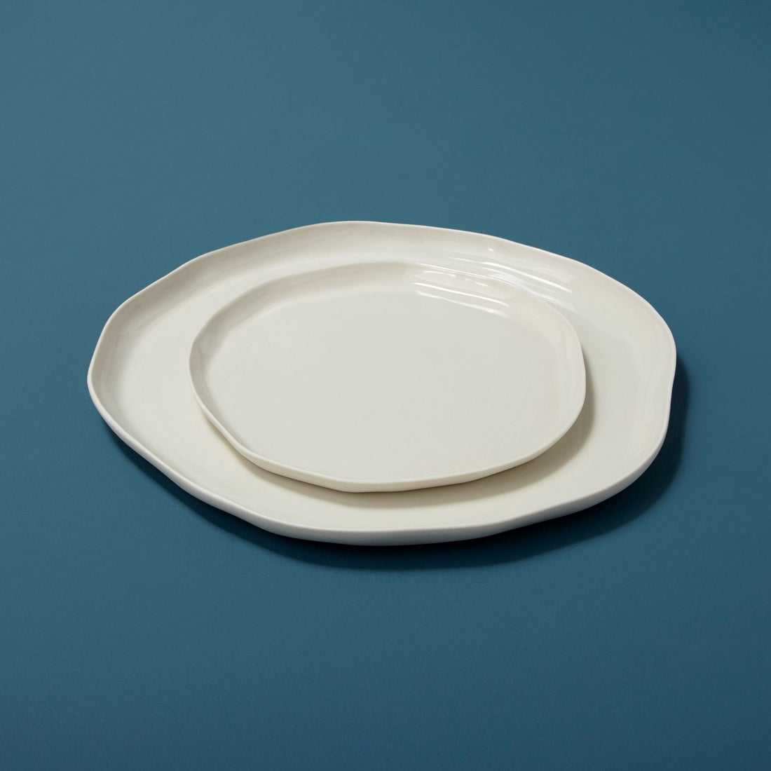 Tam Stoneware Flat Dinner Plate, Pearl, Set of 4