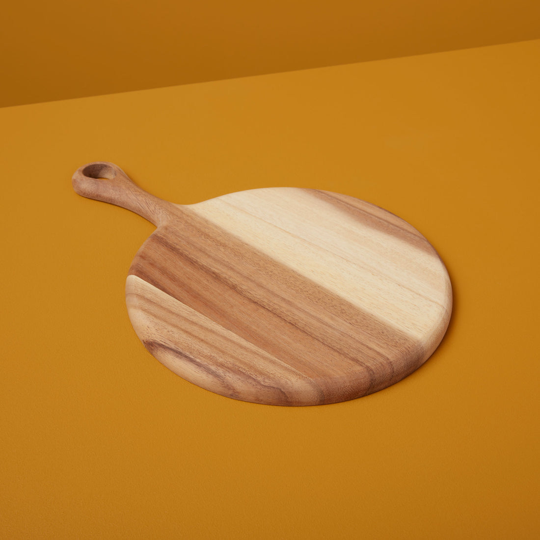 Acacia Small Round Board with Short Handle