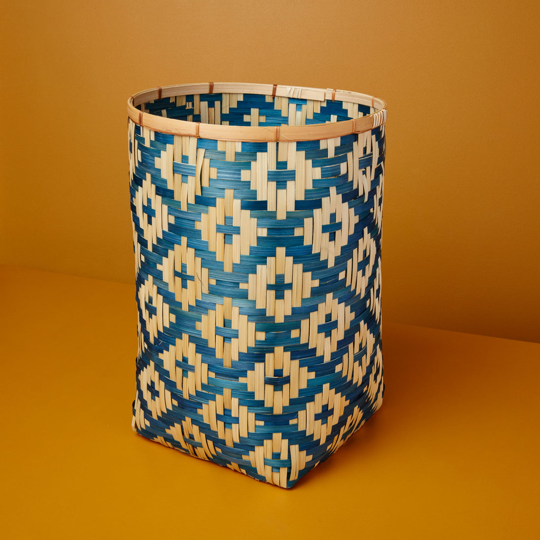Ikat Large Woven Bamboo Basket