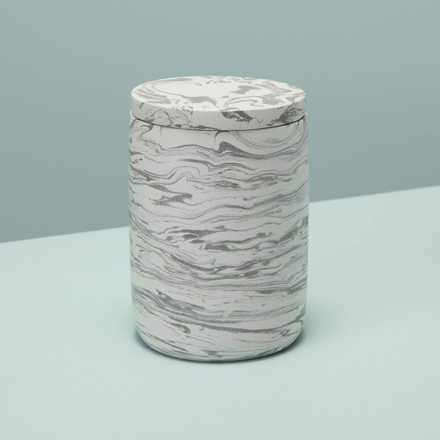 Marbled Cement Bath Canister, Gray