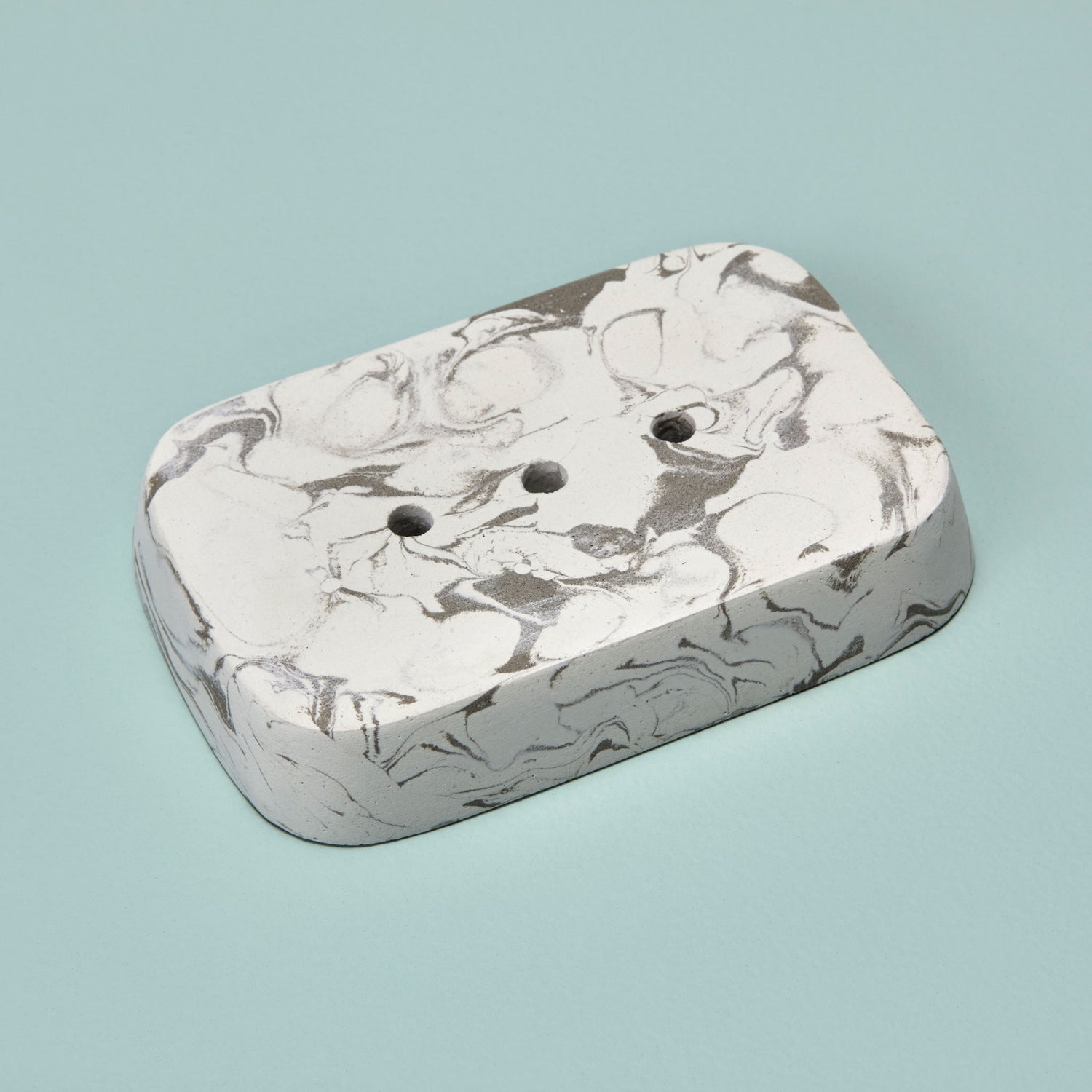 Marbled Cement Soap Dish, Gray