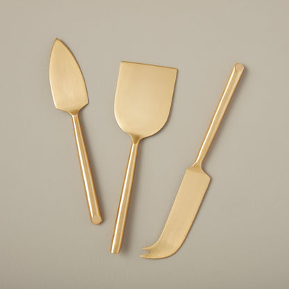 Matte Gold Cheese Knives, Set of 3