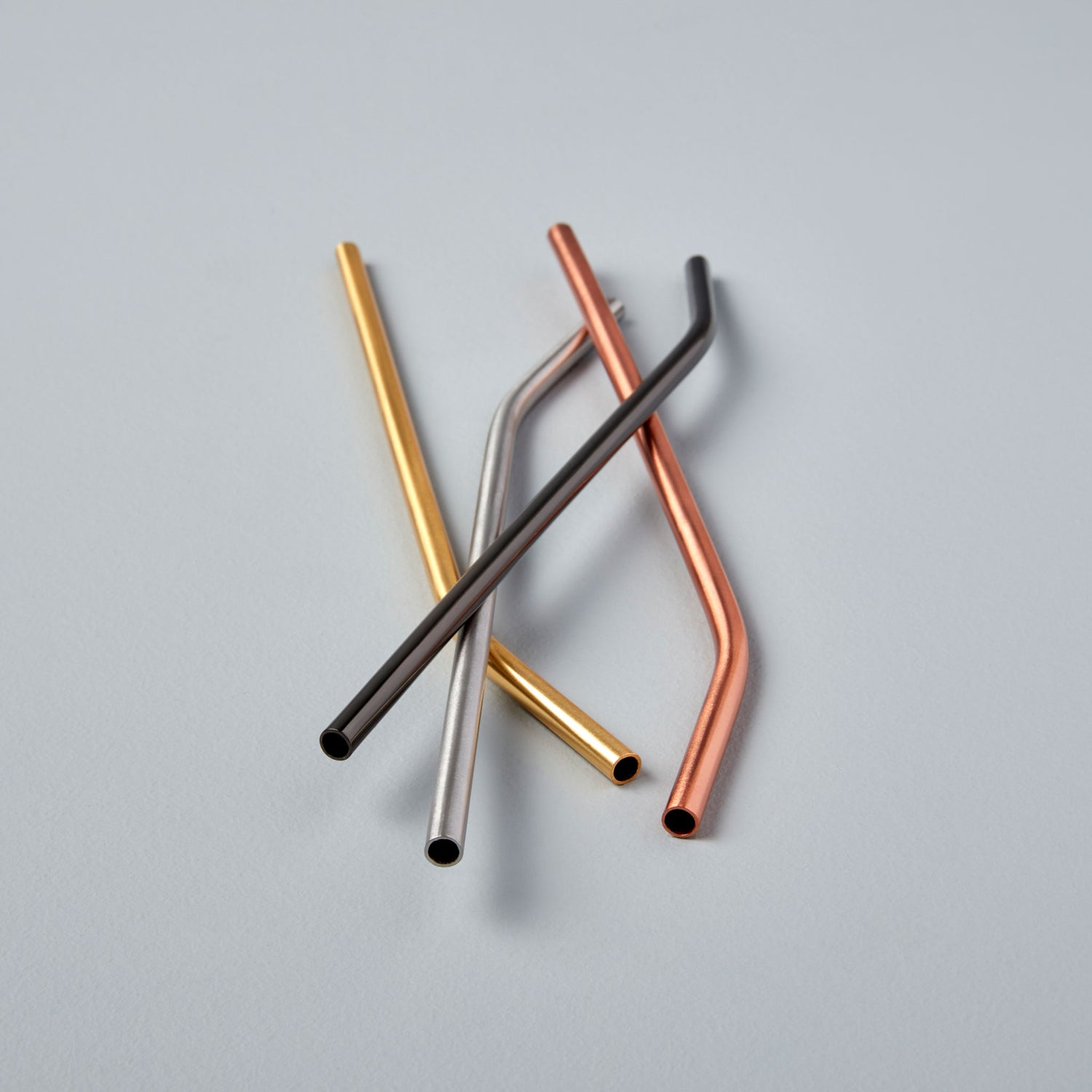 Matte Metallic Stainless Bent Straws, Set of 4