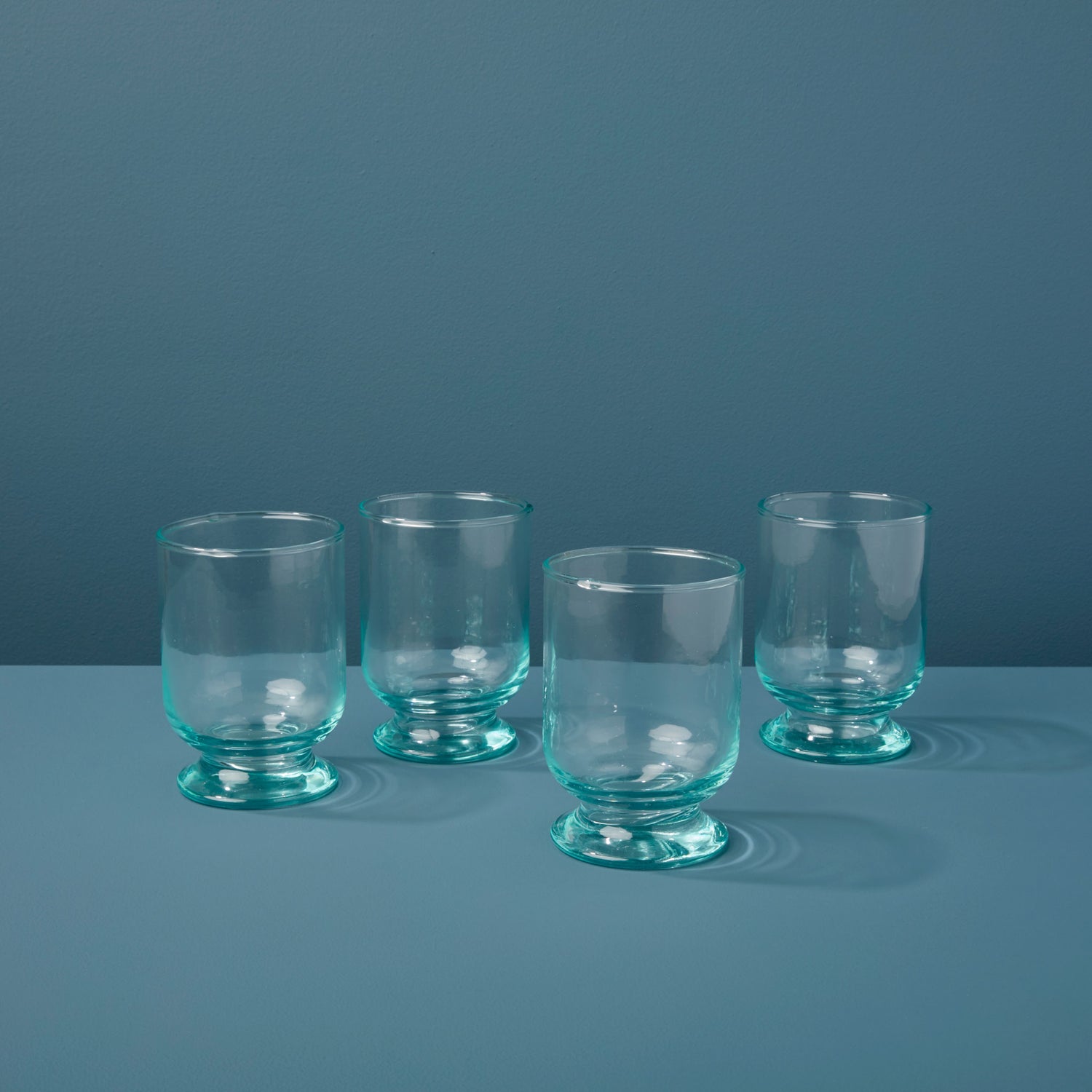 SULLIVANS 4 in. x 4.5 in. Teal Blue Glass Candlestick Holders (Set