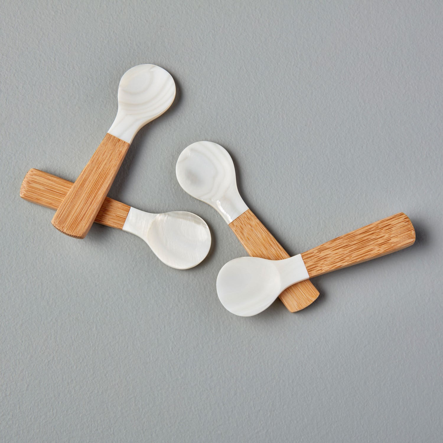 Seashell &amp; Bamboo Spoons Small, Set of 4