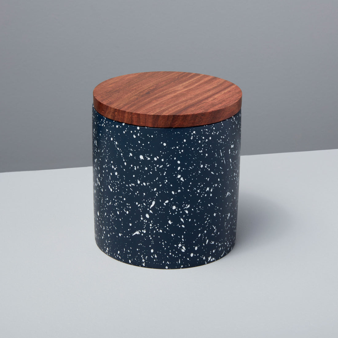 Speckled Cement &amp; Acacia Canister, Midnight