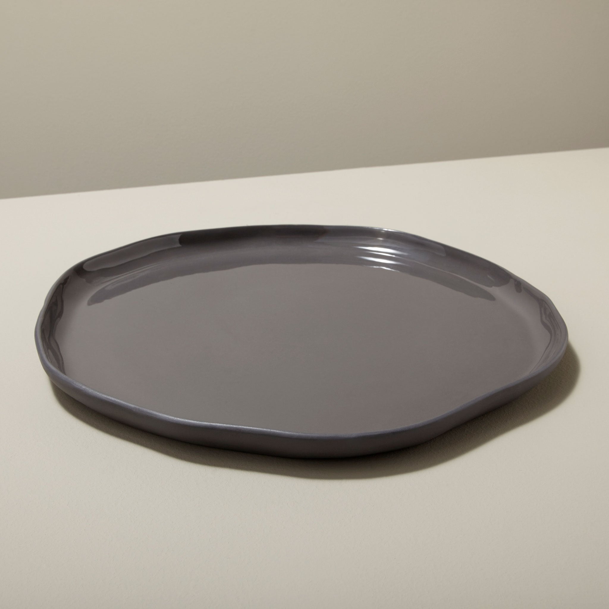 Tam Stoneware Flat Dinner Plate, Slate, Set of 4