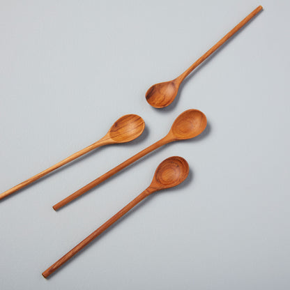 Teak Thin Spoons, Medium, Set of 4