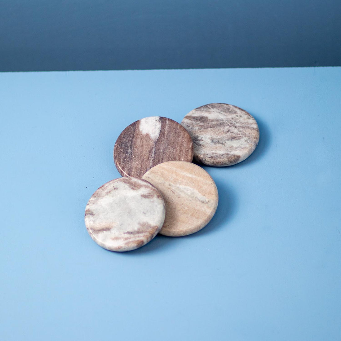 Waterfall Marble Round Coasters, Set of 4