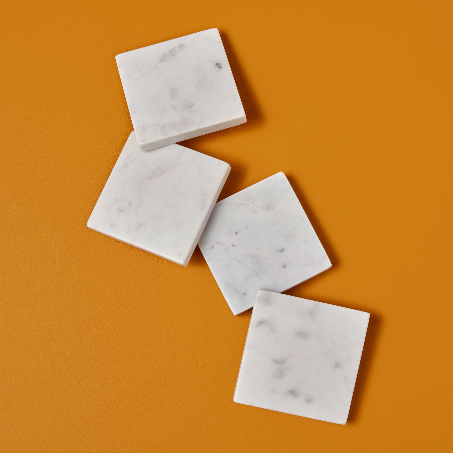 Be Home White Marble & Wood Square Coasters