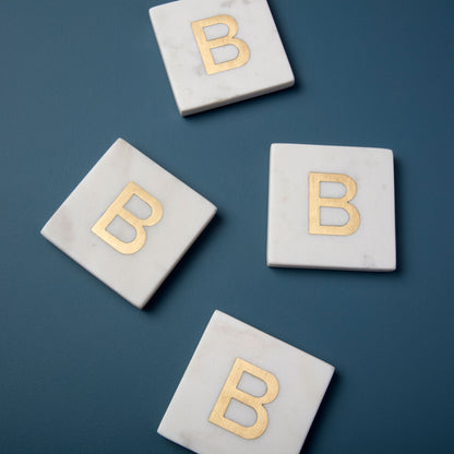 Verona Marble Monogram Coasters Set of 4 - Letter B
