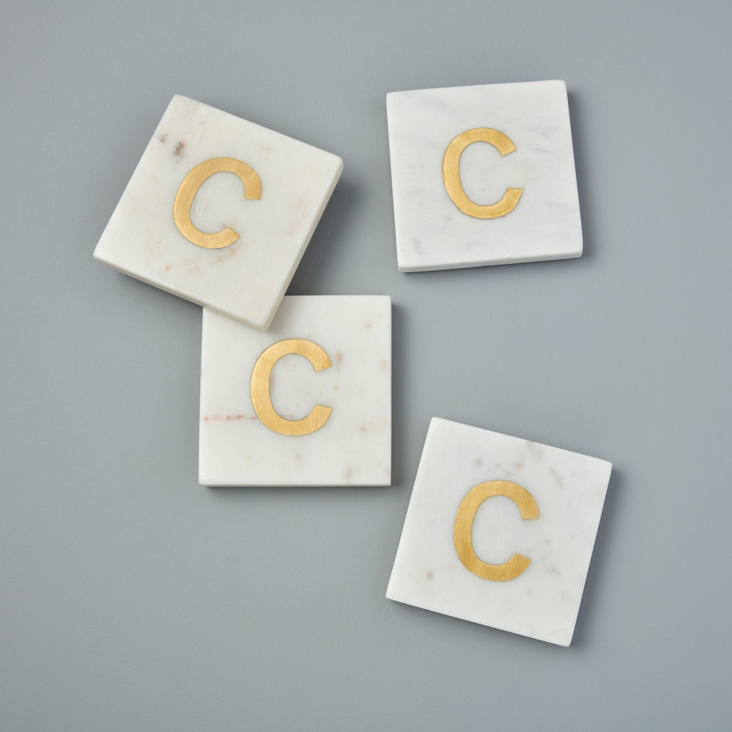 Verona Marble Monogram Coasters Set of 4 - Letter C