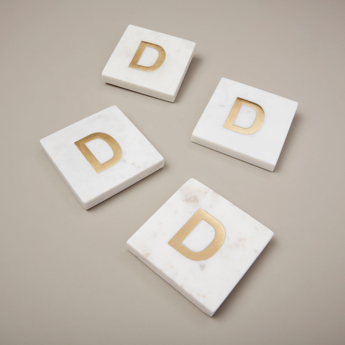 Verona Marble Monogram Coasters Set of 4 - Letter D