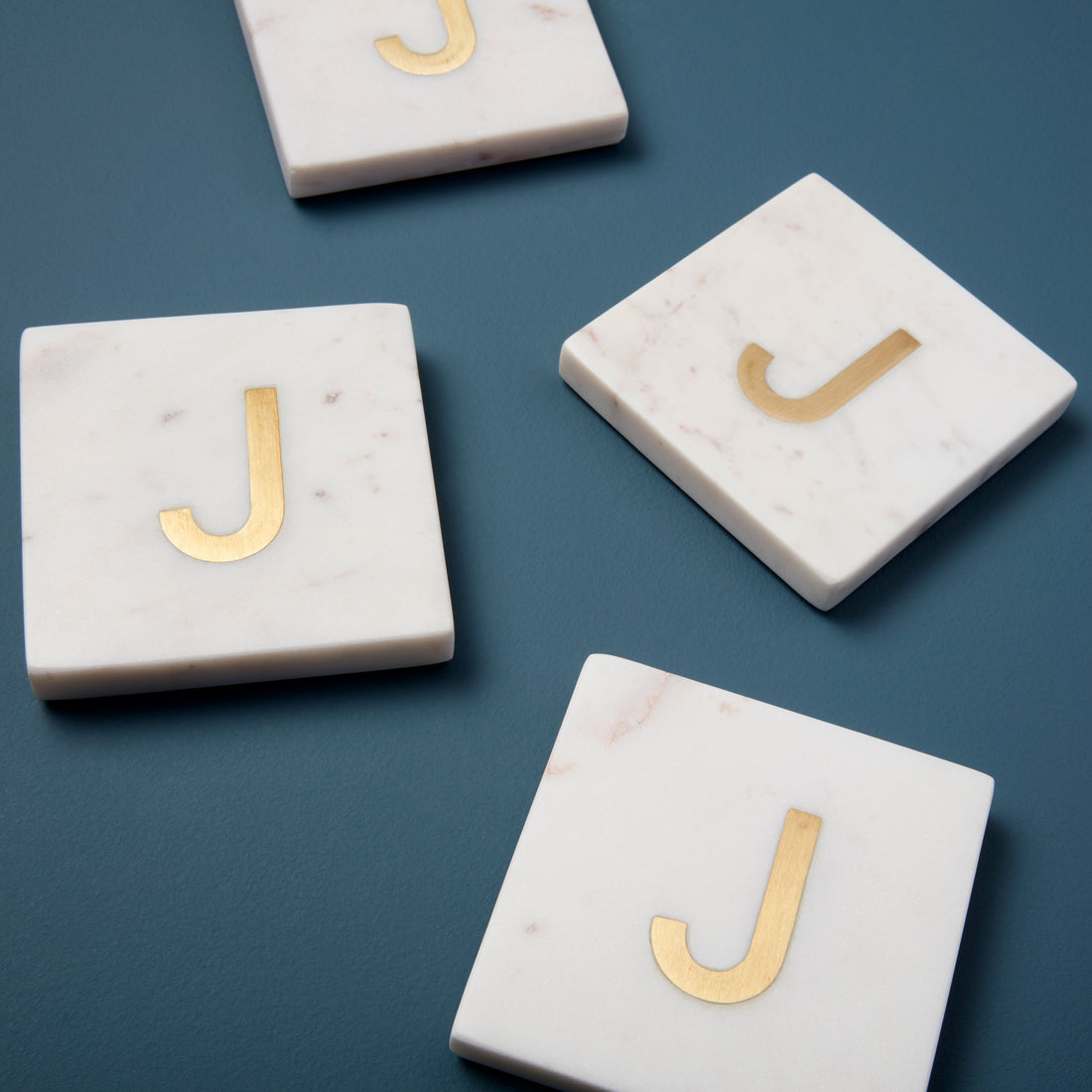 Verona Marble Monogram Coasters Set of 4 - Letter J