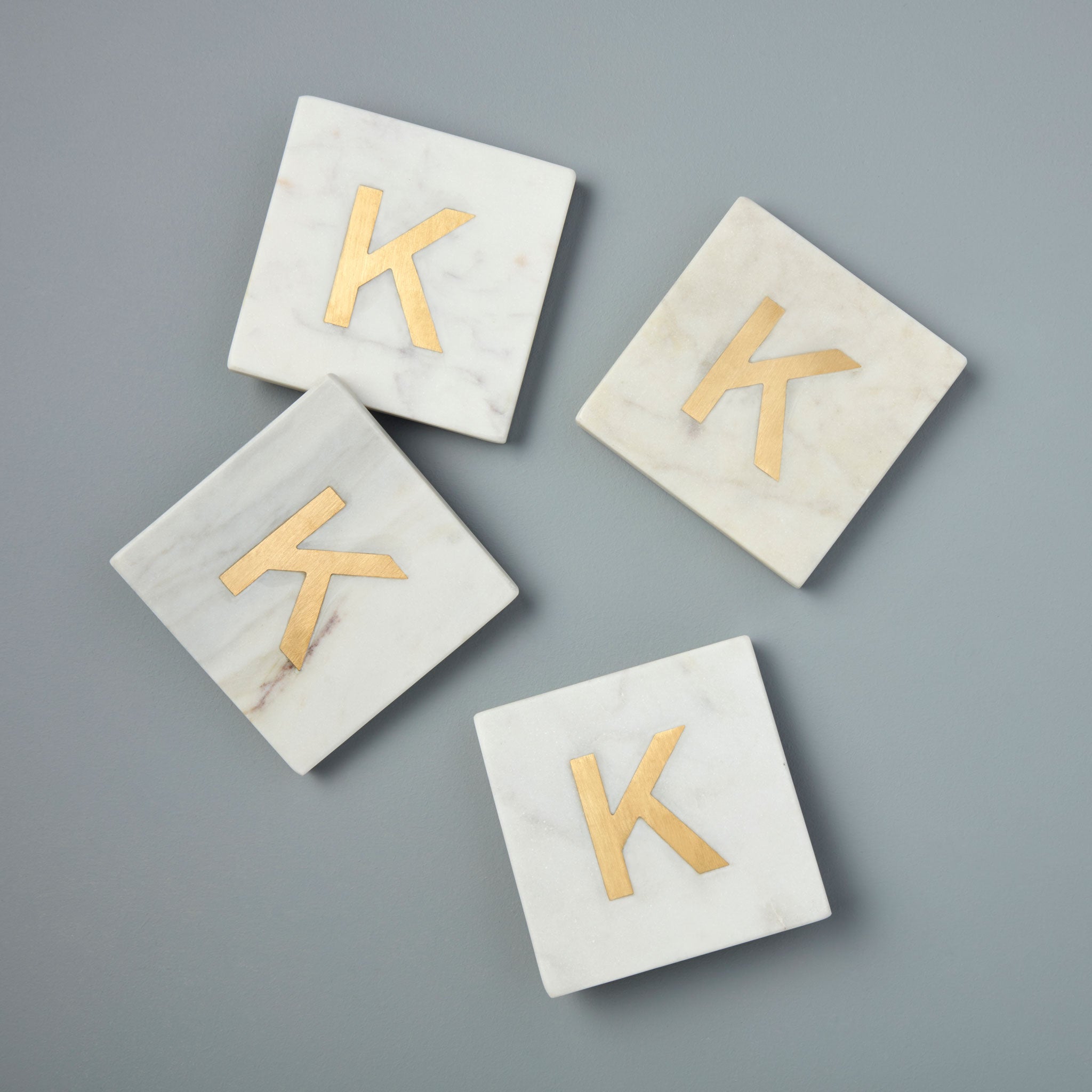 Verona Marble Monogram Coasters Set of 4 - Letter K
