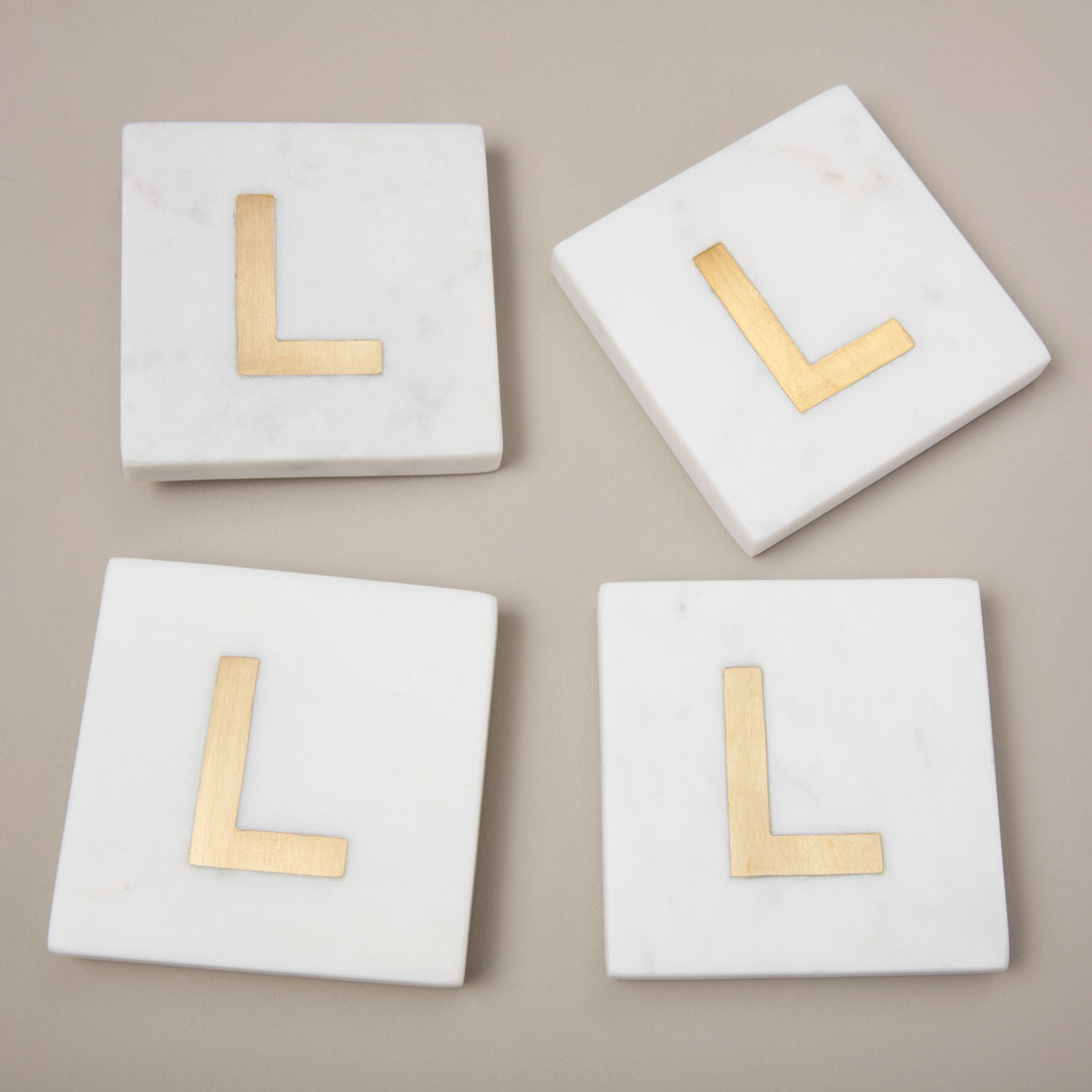 Verona Marble Monogram Coasters Set of 4  - Letter L