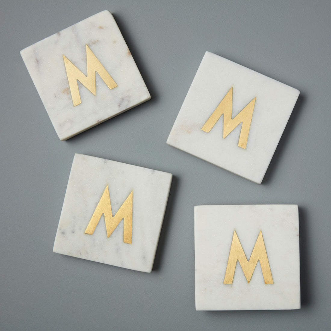 Verona Marble Monogram Coasters Set of 4  - Letter M