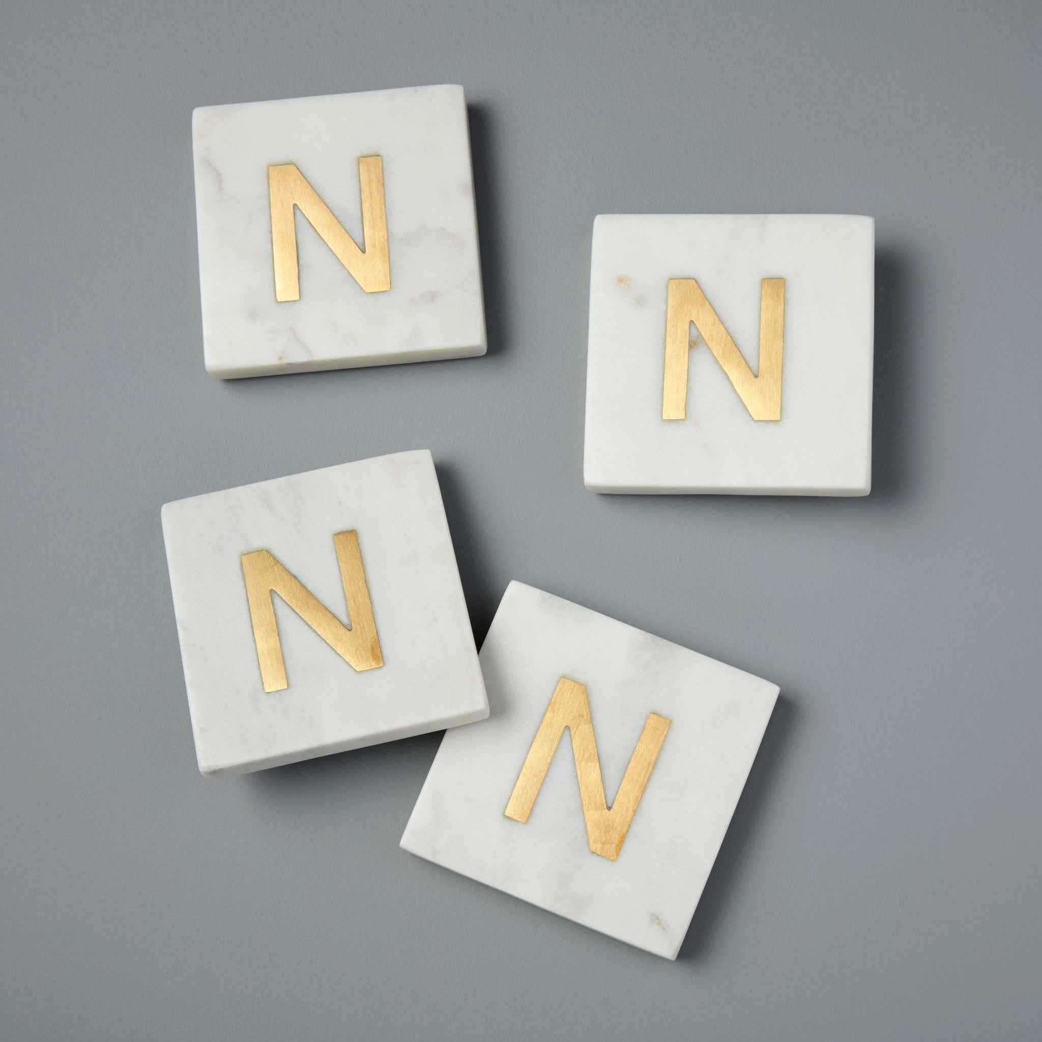 Verona Marble Monogram Coasters Set of 4 - Letter N