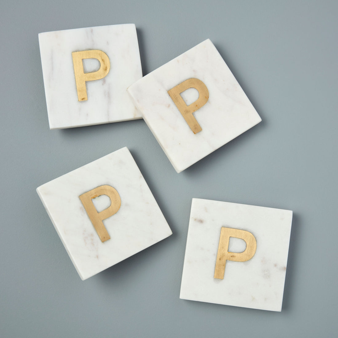 Verona Marble Monogram Coasters Set of 4 - Letter P