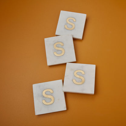 Verona Marble Monogram Coasters Set of 4 - Letter S