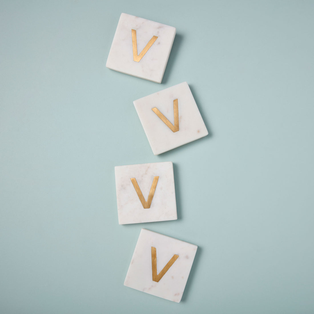 Verona Marble Monogram Coasters Set of 4 - Letter V