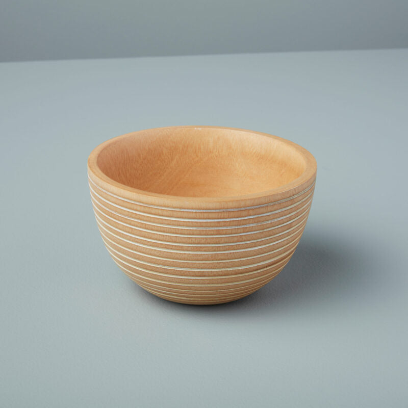White Striped Mango Wood Bowl, Medium