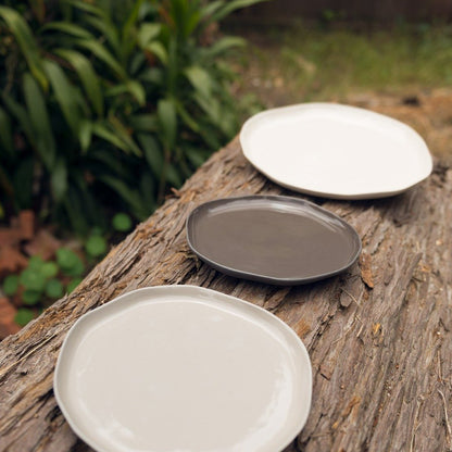 Tam Stoneware Flat Side Plate, Slate, Set of 4